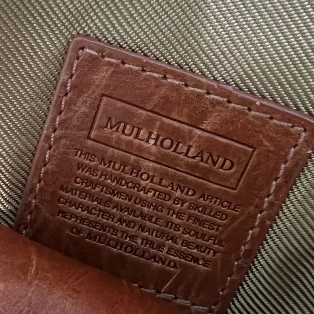 Mulholland Cotton Canvas Leather Made in England Classic Briefcase Striped